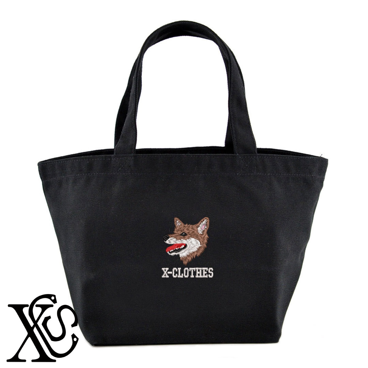 柴犬17柄 刺繍 キャンバス生地 ランチ ミニ トートバッグ レディース メンズ【X-CLOTHES】オリジナル グッズ 刺繍 ワンポイント 雑貨【b Black Camel】【g Natural Gray】 【10犬猫図鑑-犬図鑑-D】