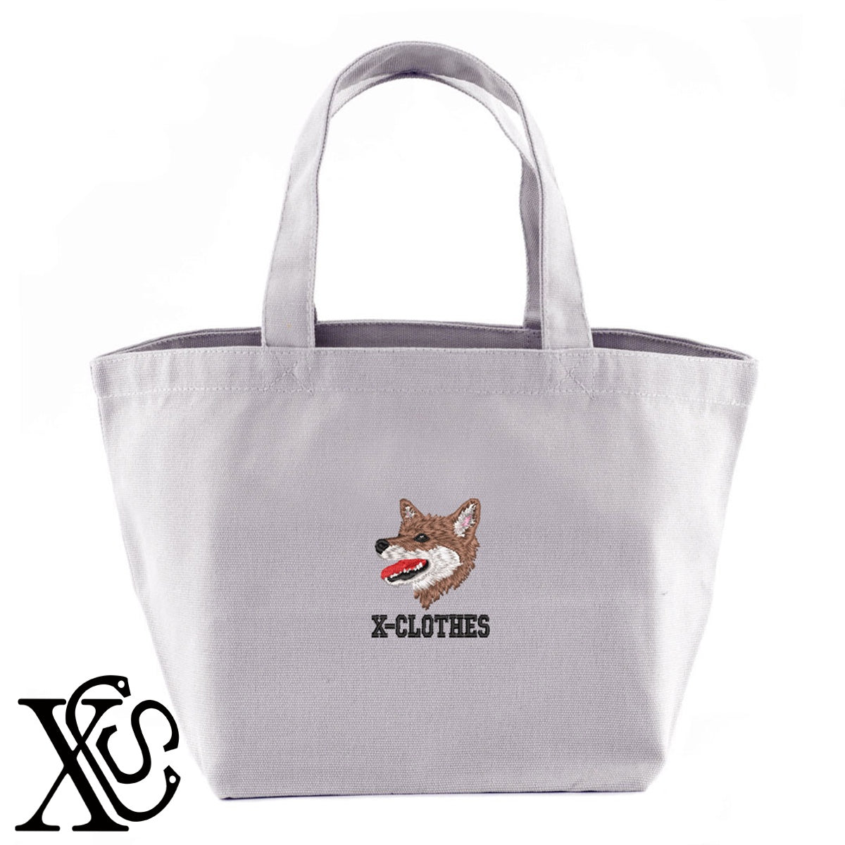 柴犬17柄 刺繍 キャンバス生地 ランチ ミニ トートバッグ レディース メンズ【X-CLOTHES】オリジナル グッズ 刺繍 ワンポイント 雑貨【b Black Camel】【g Natural Gray】 【10犬猫図鑑-犬図鑑-D】
