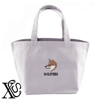 柴犬18柄 刺繍 キャンバス生地 ランチ ミニ トートバッグ レディース メンズ【X-CLOTHES】オリジナル グッズ 刺繍 ワンポイント 雑貨【b Black Camel】【g Natural Gray】 【10犬猫図鑑-犬図鑑-D】