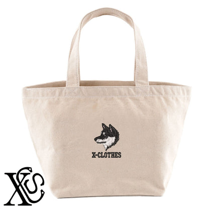 柴犬19柄 刺繍 キャンバス生地 ランチ ミニ トートバッグ レディース メンズ【X-CLOTHES】オリジナル グッズ 刺繍 ワンポイント 雑貨【b Black Camel】【g Natural Gray】 【10犬猫図鑑-犬図鑑-D】