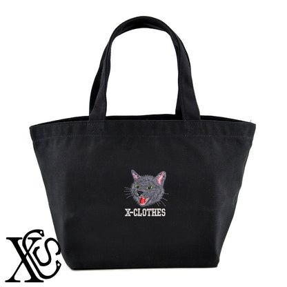 シャーロシアンブルー4柄 刺繍 キャンバス生地 ランチ ミニ トートバッグ レディース メンズ【X-CLOTHES】オリジナル グッズ 刺繍 ワンポイント 雑貨【b Black Camel】【g Natural Gray】 【10犬猫図鑑-猫図鑑-A】
