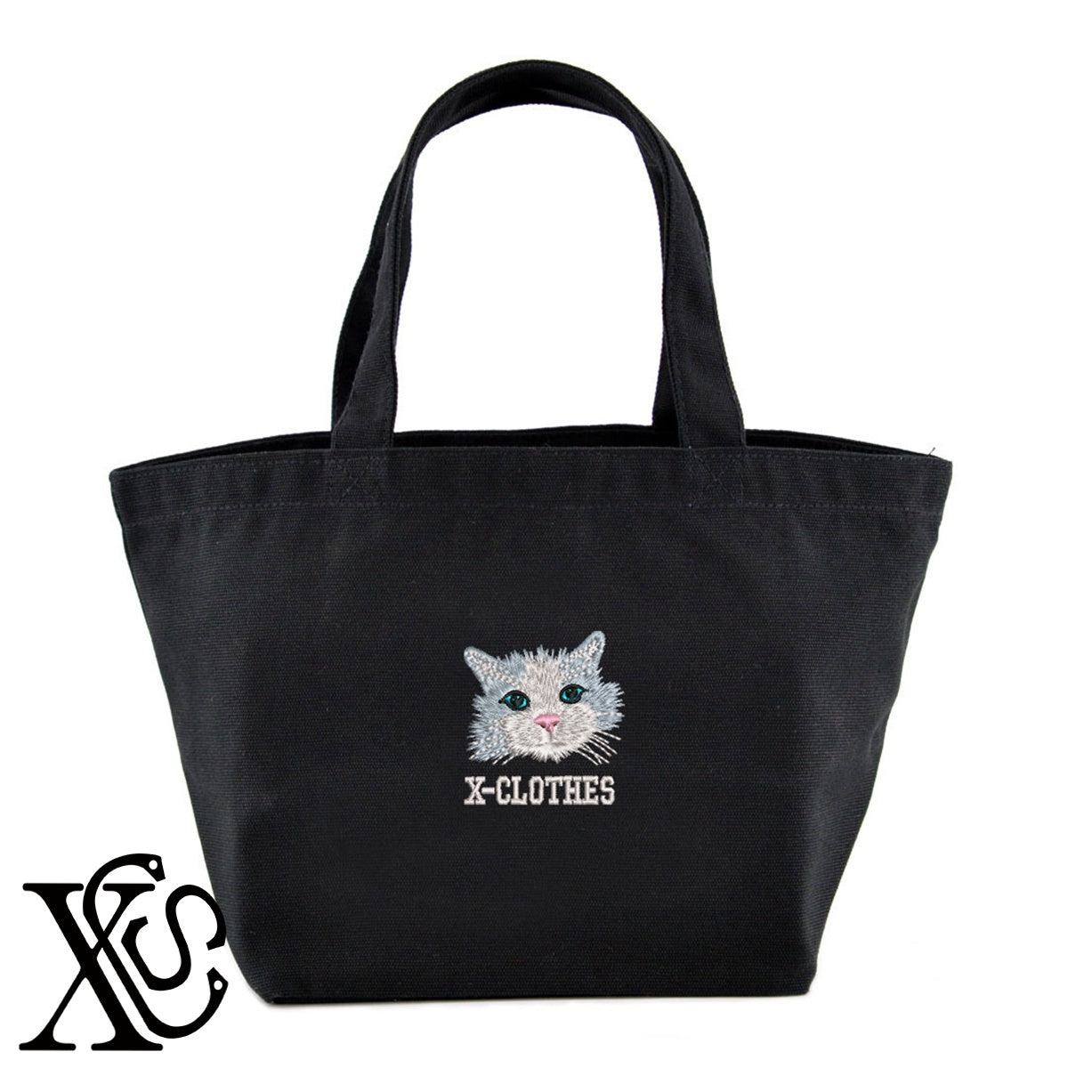 ラグドール2柄 刺繍 キャンバス生地 ランチ ミニ トートバッグ レディース メンズ【X-CLOTHES】オリジナル グッズ 刺繍 ワンポイント 雑貨【b Black Camel】【g Natural Gray】 【10犬猫図鑑-猫図鑑-A】