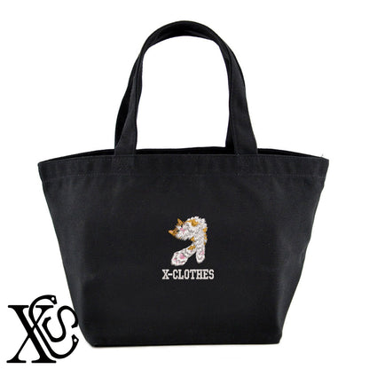 猫12柄 刺繍 キャンバス生地 ランチ ミニ トートバッグ レディース メンズ【X-CLOTHES】オリジナル グッズ 刺繍 ワンポイント 雑貨【b Black Camel】【g Natural Gray】 【10犬猫図鑑-猫図鑑-B】