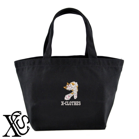 猫12柄 刺繍 キャンバス生地 ランチ ミニ トートバッグ レディース メンズ【X-CLOTHES】オリジナル グッズ 刺繍 ワンポイント 雑貨【b Black Camel】【g Natural Gray】 【10犬猫図鑑-猫図鑑-B】