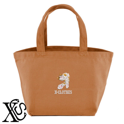 猫12柄 刺繍 キャンバス生地 ランチ ミニ トートバッグ レディース メンズ【X-CLOTHES】オリジナル グッズ 刺繍 ワンポイント 雑貨【b Black Camel】【g Natural Gray】 【10犬猫図鑑-猫図鑑-B】
