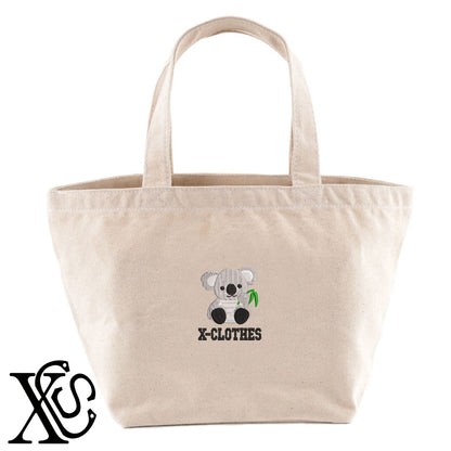 コアラ6柄 刺繍 キャンバス生地 ランチ ミニ トートバッグ レディース メンズ【X-CLOTHES】オリジナル グッズ 刺繍 ワンポイント 雑貨【b Black Camel】【g Natural Gray】 【1各種動物-小動物】
