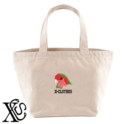 コザクラインコ3柄 刺繍 キャンバス生地 ランチ ミニ トートバッグ レディース メンズ【X-CLOTHES】オリジナル グッズ 刺繍 ワンポイント 雑貨【b Black Camel】【g Natural Gray】 【1各種動物-鳥類】