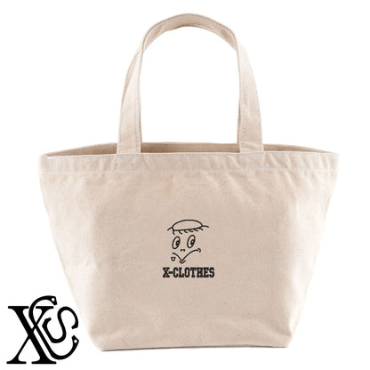カッパ2柄 刺繍 キャンバス生地 ランチ ミニ トートバッグ レディース メンズ【X-CLOTHES】オリジナル グッズ 刺繍 ワンポイント 雑貨【b Black Camel】【g Natural Gray】 【2植物ロゴ-キャラクター】