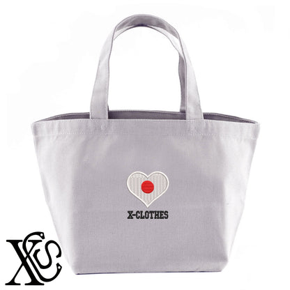 日本2柄 刺繍 キャンバス生地 ランチ ミニ トートバッグ レディース メンズ【X-CLOTHES】オリジナル グッズ 刺繍 ワンポイント 雑貨【b Black Camel】【g Natural Gray】 【2植物ロゴ-国旗】
