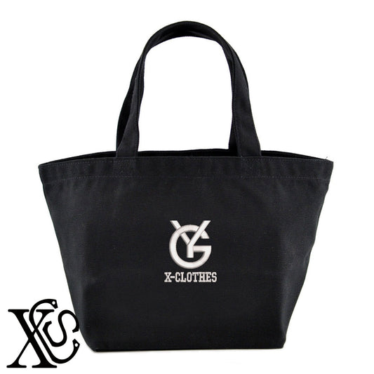 YGロゴ2柄 刺繍 キャンバス生地 ランチ ミニ トートバッグ レディース メンズ【X-CLOTHES】オリジナル グッズ 刺繍 ワンポイント 雑貨【b Black Camel】【g Natural Gray】 【2植物ロゴ-文字ロゴ】
