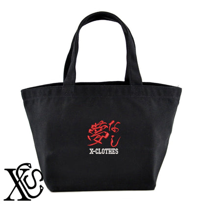 110夢なし柄 刺繍 キャンバス生地 ランチ ミニ トートバッグ レディース メンズ【X-CLOTHES】オリジナル グッズ 刺繍 ワンポイント 雑貨【b Black Camel】【g Natural Gray】 【3文字標識-おもしろ文字】