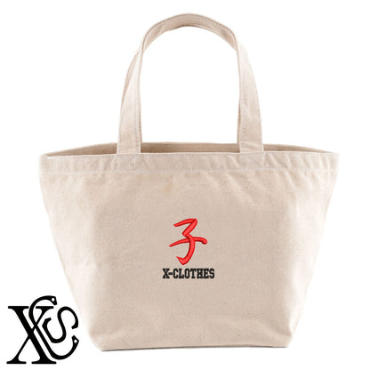 1子柄 刺繍 キャンバス生地 ランチ ミニ トートバッグ レディース メンズ【X-CLOTHES】オリジナル グッズ 刺繍 ワンポイント 雑貨【b Black Camel】【g Natural Gray】 【3文字標識-干支】
