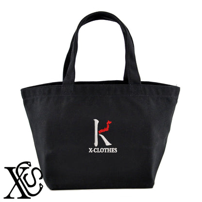 [K]大文字柄 刺繍 キャンバス生地 ランチ ミニ トートバッグ レディース メンズ【X-CLOTHES】オリジナル グッズ 刺繍 ワンポイント 雑貨【b Black Camel】【g Natural Gray】 【3文字標識-日本地図字】