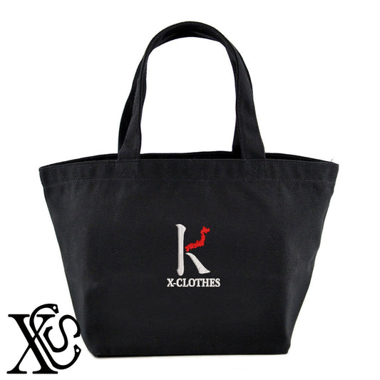 [K]大文字柄 刺繍 キャンバス生地 ランチ ミニ トートバッグ レディース メンズ【X-CLOTHES】オリジナル グッズ 刺繍 ワンポイント 雑貨【b Black Camel】【g Natural Gray】 【3文字標識-日本地図字】