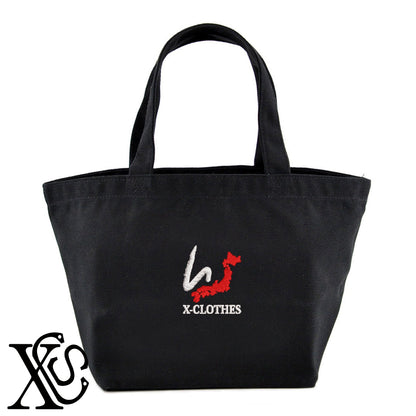 [W]大文字柄 刺繍 キャンバス生地 ランチ ミニ トートバッグ レディース メンズ【X-CLOTHES】オリジナル グッズ 刺繍 ワンポイント 雑貨【b Black Camel】【g Natural Gray】 【3文字標識-日本地図字】