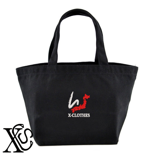 [W]大文字柄 刺繍 キャンバス生地 ランチ ミニ トートバッグ レディース メンズ【X-CLOTHES】オリジナル グッズ 刺繍 ワンポイント 雑貨【b Black Camel】【g Natural Gray】 【3文字標識-日本地図字】