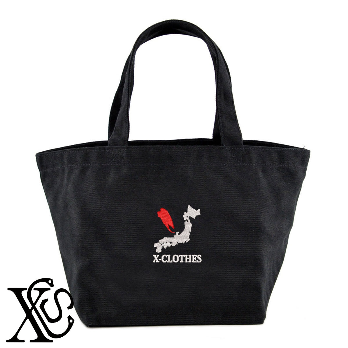 [y]小文字柄 刺繍 キャンバス生地 ランチ ミニ トートバッグ レディース メンズ【X-CLOTHES】オリジナル グッズ 刺繍 ワンポイント 雑貨【b Black Camel】【g Natural Gray】 【3文字標識-日本地図字】