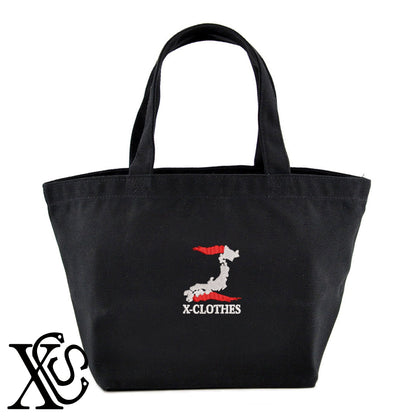 [z]小文字柄 刺繍 キャンバス生地 ランチ ミニ トートバッグ レディース メンズ【X-CLOTHES】オリジナル グッズ 刺繍 ワンポイント 雑貨【b Black Camel】【g Natural Gray】 【3文字標識-日本地図字】