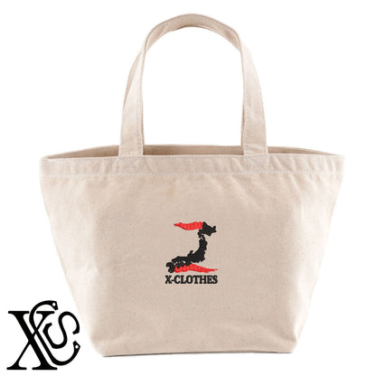 [z]小文字柄 刺繍 キャンバス生地 ランチ ミニ トートバッグ レディース メンズ【X-CLOTHES】オリジナル グッズ 刺繍 ワンポイント 雑貨【b Black Camel】【g Natural Gray】 【3文字標識-日本地図字】