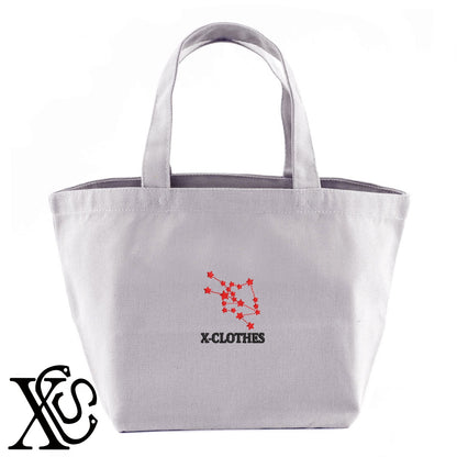 おうし座柄 刺繍 キャンバス生地 ランチ ミニ トートバッグ レディース メンズ【X-CLOTHES】オリジナル グッズ 刺繍 ワンポイント 雑貨【b Black Camel】【g Natural Gray】 【3文字標識-星座】