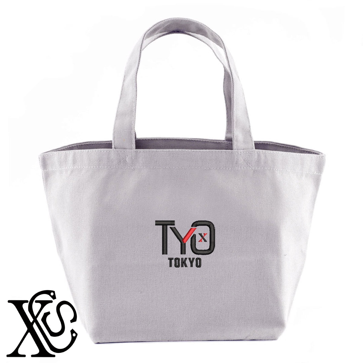 東京柄 刺繍 キャンバス生地 ランチ ミニ トートバッグ レディース メンズ【X-CLOTHES】オリジナル グッズ 刺繍 ワンポイント 雑貨【b Black Camel】【g Natural Gray】 【3文字標識-都道府県】