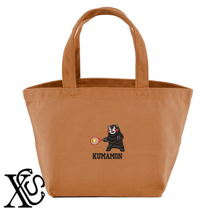 くまモン21柄 刺繍 キャンバス生地 ランチ ミニ トートバッグ レディース メンズ【X-CLOTHES】オリジナル グッズ 刺繍 ワンポイント 雑貨【b Black Camel】【g Natural Gray】 【4くまモン-A】