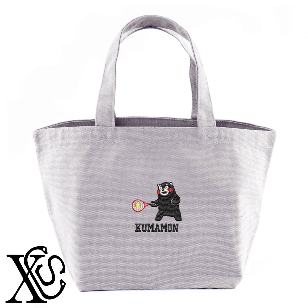 くまモン21柄 刺繍 キャンバス生地 ランチ ミニ トートバッグ レディース メンズ【X-CLOTHES】オリジナル グッズ 刺繍 ワンポイント 雑貨【b Black Camel】【g Natural Gray】 【4くまモン-A】