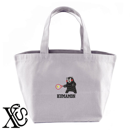 くまモン21柄 刺繍 キャンバス生地 ランチ ミニ トートバッグ レディース メンズ【X-CLOTHES】オリジナル グッズ 刺繍 ワンポイント 雑貨【b Black Camel】【g Natural Gray】 【4くまモン-A】