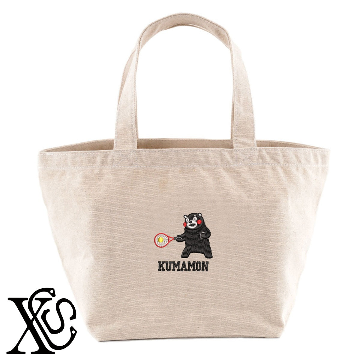 くまモン21柄 刺繍 キャンバス生地 ランチ ミニ トートバッグ レディース メンズ【X-CLOTHES】オリジナル グッズ 刺繍 ワンポイント 雑貨【b Black Camel】【g Natural Gray】 【4くまモン-A】