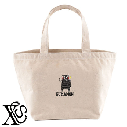くまモン40柄 刺繍 キャンバス生地 ランチ ミニ トートバッグ レディース メンズ【X-CLOTHES】オリジナル グッズ 刺繍 ワンポイント 雑貨【b Black Camel】【g Natural Gray】 【4くまモン-A】
