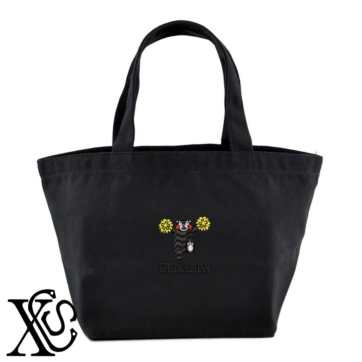 くまモン64柄 刺繍 キャンバス生地 ランチ ミニ トートバッグ レディース メンズ【X-CLOTHES】オリジナル グッズ 刺繍 ワンポイント 雑貨【b Black Camel】【g Natural Gray】 【4くまモン-A】