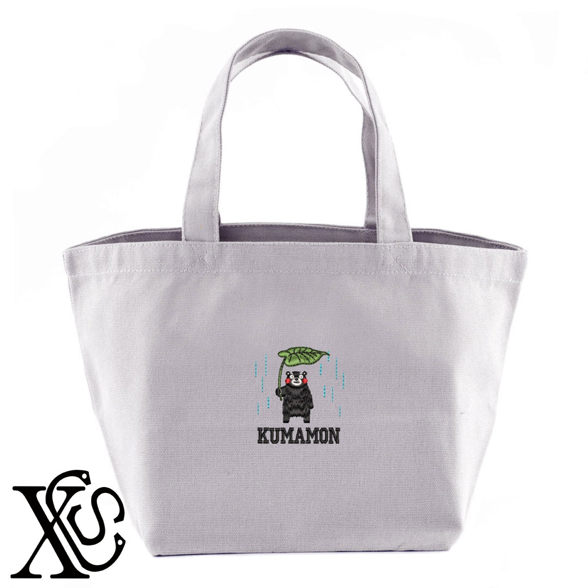 くまモン96柄 刺繍 キャンバス生地 ランチ ミニ トートバッグ レディース メンズ【X-CLOTHES】オリジナル グッズ 刺繍 ワンポイント 雑貨【b Black Camel】【g Natural Gray】 【4くまモン-A】