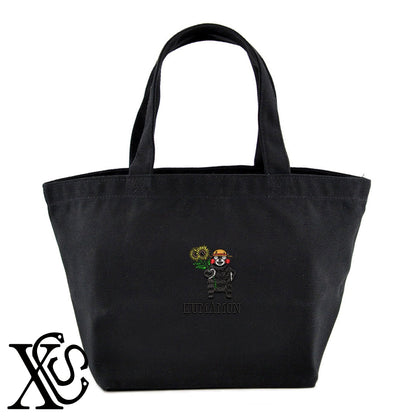 くまモン136柄 刺繍 キャンバス生地 ランチ ミニ トートバッグ レディース メンズ【X-CLOTHES】オリジナル グッズ 刺繍 ワンポイント 雑貨【b Black Camel】【g Natural Gray】 【4くまモン-B】