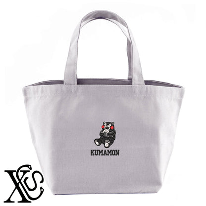 くまモン144柄 刺繍 キャンバス生地 ランチ ミニ トートバッグ レディース メンズ【X-CLOTHES】オリジナル グッズ 刺繍 ワンポイント 雑貨【b Black Camel】【g Natural Gray】 【4くまモン-B】