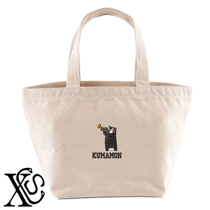 くまモン148柄 刺繍 キャンバス生地 ランチ ミニ トートバッグ レディース メンズ【X-CLOTHES】オリジナル グッズ 刺繍 ワンポイント 雑貨【b Black Camel】【g Natural Gray】 【4くまモン-B】