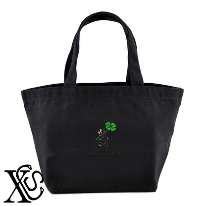 くまモン220柄 刺繍 キャンバス生地 ランチ ミニ トートバッグ レディース メンズ【X-CLOTHES】オリジナル グッズ 刺繍 ワンポイント 雑貨【b Black Camel】【g Natural Gray】 【4くまモン-B】