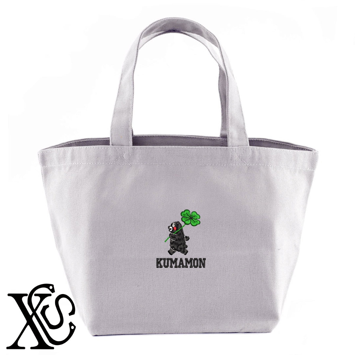 くまモン220柄 刺繍 キャンバス生地 ランチ ミニ トートバッグ レディース メンズ【X-CLOTHES】オリジナル グッズ 刺繍 ワンポイント 雑貨【b Black Camel】【g Natural Gray】 【4くまモン-B】