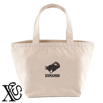 くまモン225柄 刺繍 キャンバス生地 ランチ ミニ トートバッグ レディース メンズ【X-CLOTHES】オリジナル グッズ 刺繍 ワンポイント 雑貨【b Black Camel】【g Natural Gray】 【4くまモン-B】