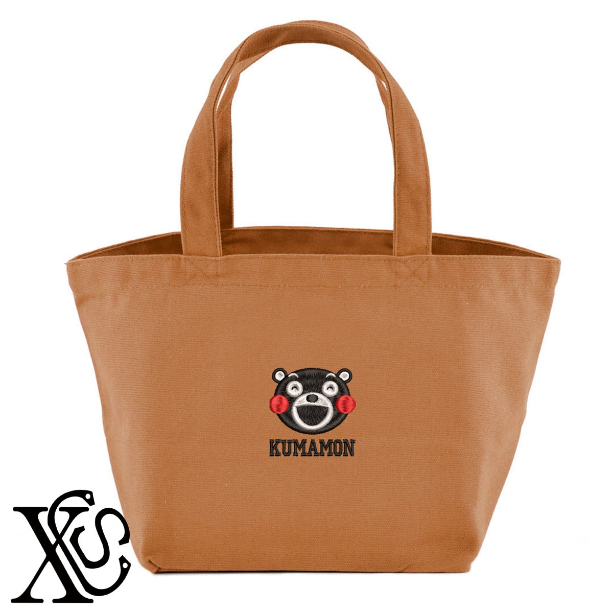くまモン249柄 刺繍 キャンバス生地 ランチ ミニ トートバッグ レディース メンズ【X-CLOTHES】オリジナル グッズ 刺繍 ワンポイント 雑貨【b Black Camel】【g Natural Gray】 【4くまモン-B】