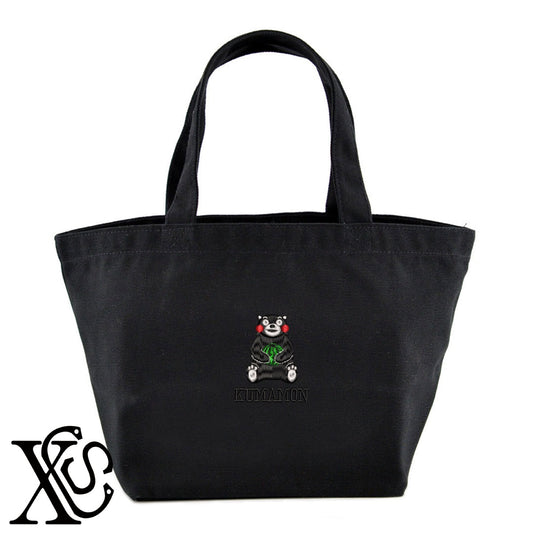 くまモン272-1柄 刺繍 キャンバス生地 ランチ ミニ トートバッグ レディース メンズ【X-CLOTHES】オリジナル グッズ 刺繍 ワンポイント 雑貨【b Black Camel】【g Natural Gray】 【4くまモン-C】