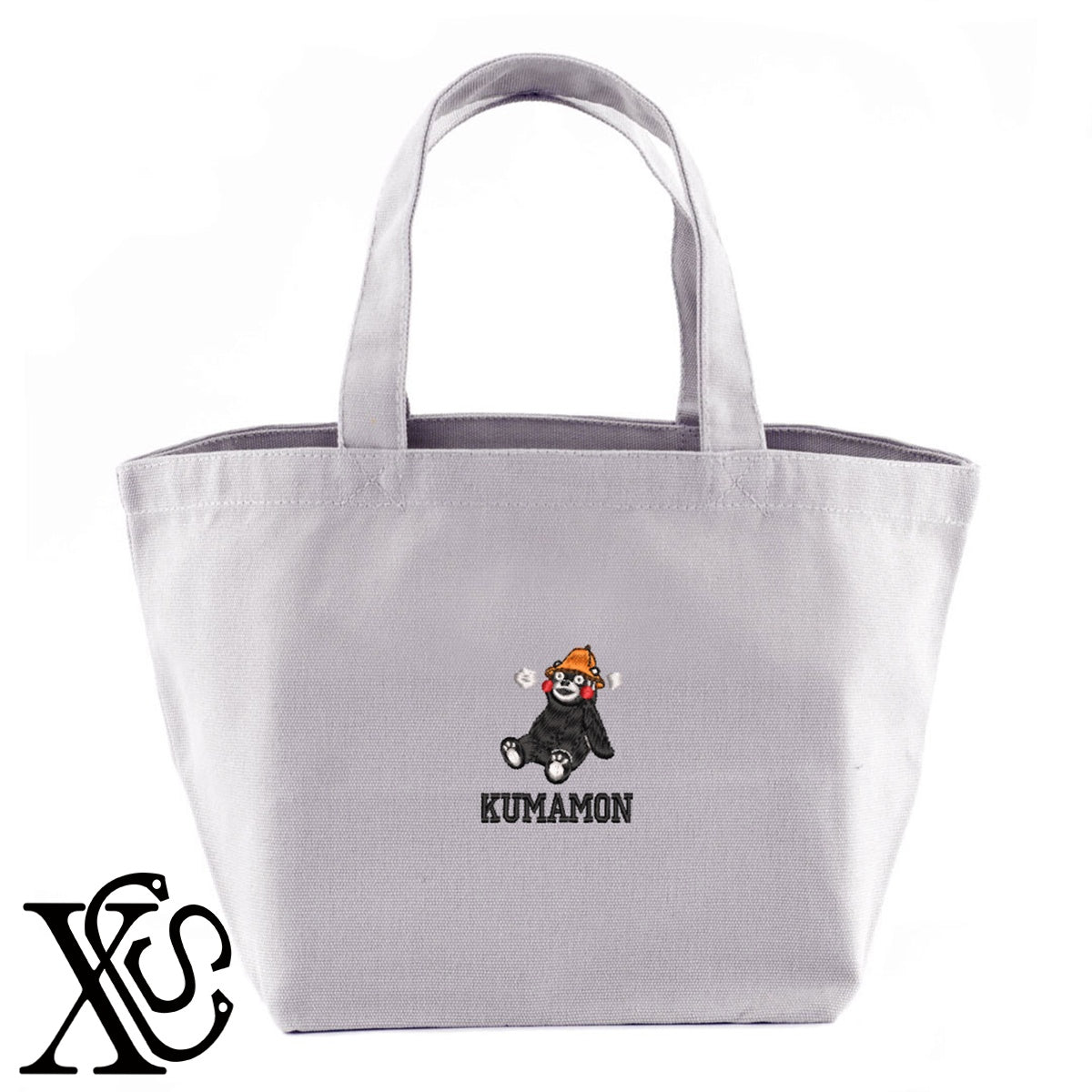 くまモン300柄 刺繍 キャンバス生地 ランチ ミニ トートバッグ レディース メンズ【X-CLOTHES】オリジナル グッズ 刺繍 ワンポイント 雑貨【b Black Camel】【g Natural Gray】 【4くまモン-C】