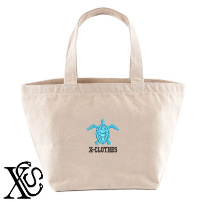 カメ2柄 刺繍 キャンバス生地 ランチ ミニ トートバッグ レディース メンズ【X-CLOTHES】オリジナル グッズ 刺繍 ワンポイント 雑貨【b Black Camel】【g Natural Gray】 【6動物鳥魚-小動物】