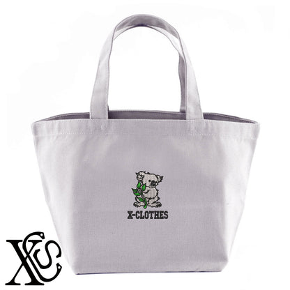 コアラ7柄 刺繍 キャンバス生地 ランチ ミニ トートバッグ レディース メンズ【X-CLOTHES】オリジナル グッズ 刺繍 ワンポイント 雑貨【b Black Camel】【g Natural Gray】 【6動物鳥魚-小動物】