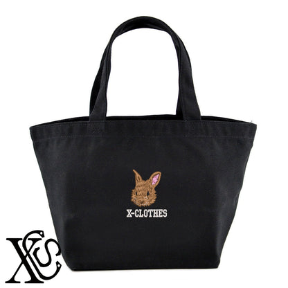 ネザーランドドワーフ2柄 刺繍 キャンバス生地 ランチ ミニ トートバッグ レディース メンズ【X-CLOTHES】オリジナル グッズ 刺繍 ワンポイント 雑貨【b Black Camel】【g Natural Gray】 【6動物鳥魚-小動物】