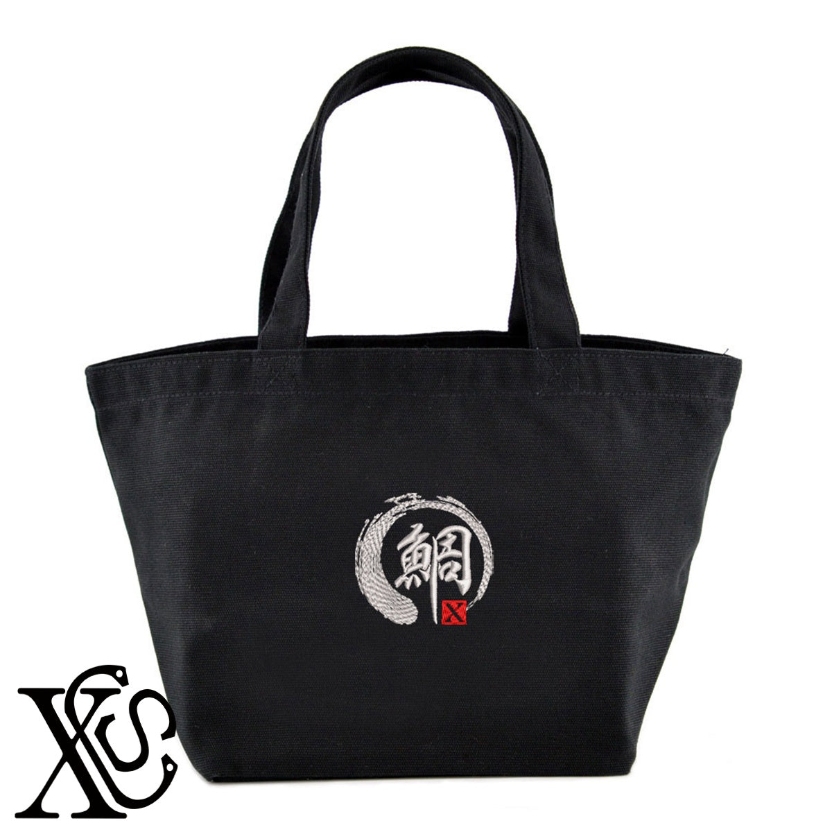 鯛3柄 刺繍 キャンバス生地 ランチ ミニ トートバッグ レディース メンズ【X-CLOTHES】オリジナル グッズ 刺繍 ワンポイント 雑貨【b Black Camel】【g Natural Gray】 【6動物鳥魚-釣り魚】