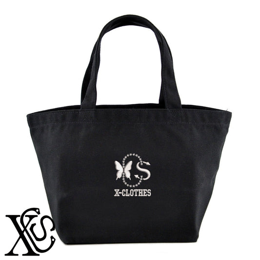 X-CLOTHES-6柄 刺繍 キャンバス生地 ランチ ミニ トートバッグ レディース メンズ【X-CLOTHES】オリジナル グッズ 刺繍 ワンポイント 雑貨【b Black Camel】【g Natural Gray】 【7家紋お祝-ロゴ】