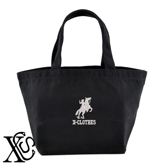 ウエスタン2柄 刺繍 キャンバス生地 ランチ ミニ トートバッグ レディース メンズ【X-CLOTHES】オリジナル グッズ 刺繍 ワンポイント 雑貨【b Black Camel】【g Natural Gray】 【7家紋お祝-ロゴ】