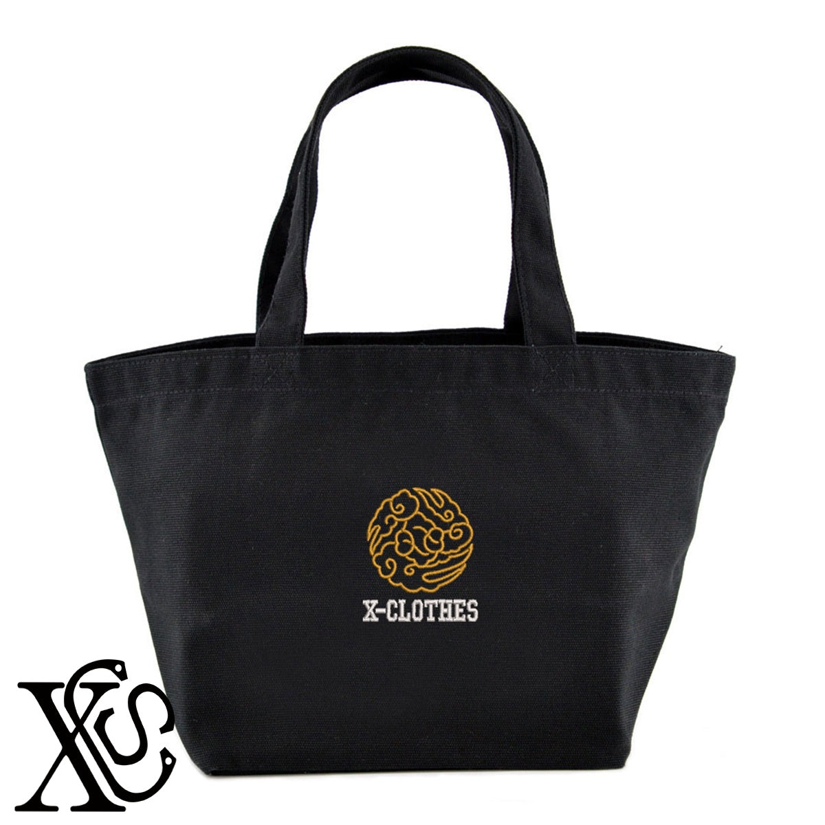 112八雲紋柄 刺繍 キャンバス生地 ランチ ミニ トートバッグ レディース メンズ【X-CLOTHES】オリジナル グッズ 刺繍 ワンポイント 雑貨【b Black Camel】【g Natural Gray】 【7家紋お祝-家紋81-120】