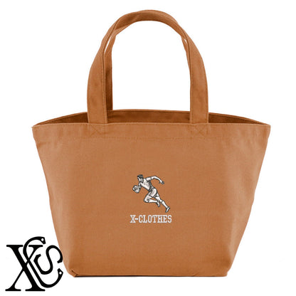 ラグビー8柄 刺繍 キャンバス生地 ランチ ミニ トートバッグ レディース メンズ【X-CLOTHES】オリジナル グッズ 刺繍 ワンポイント 雑貨【b Black Camel】【g Natural Gray】 【8競技音楽-ラグビー】