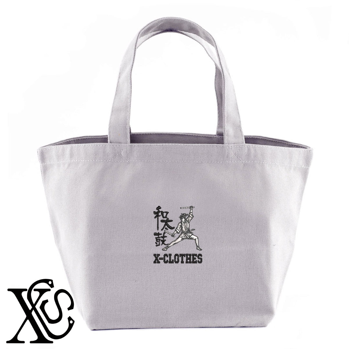 和太鼓10柄 刺繍 キャンバス生地 ランチ ミニ トートバッグ レディース メンズ【X-CLOTHES】オリジナル グッズ 刺繍 ワンポイント 雑貨【b Black Camel】【g Natural Gray】 【8競技音楽-伝統】